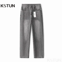 KSTUN Gray Jeans Men Stretch Slim Straight Regular Fit Casual Pants Summer Denim Trousers Men's Clothing Man Jeans Fashion Brand 1