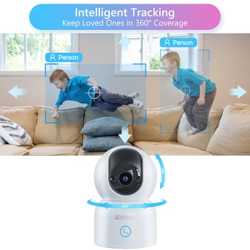 ZOSI Indoor Pan/Tilt Smart Security Camera C518 2K 360 Degree Baby Pet Monitor 2.4G/5G Dual-Band WiFi Home Cam with Phone APP 3