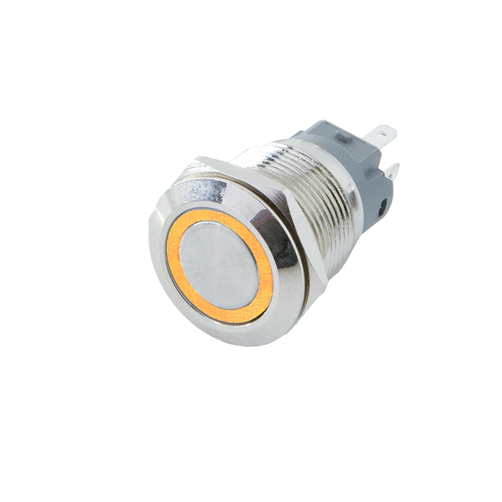 Push Button Switch 12mm 16mm 19mm 22mm Metal Self Reset Power Lock LED Light Waterproof Flat Circular 3-220v ip65