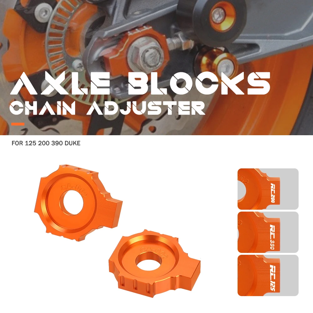 

For DUKE RC125 RC200 RC390 Rear Axle Blocks Chain Adjuster RC 125 200 390 2014-2023 Motorcycle Accessories 2022 2021 2020 2019