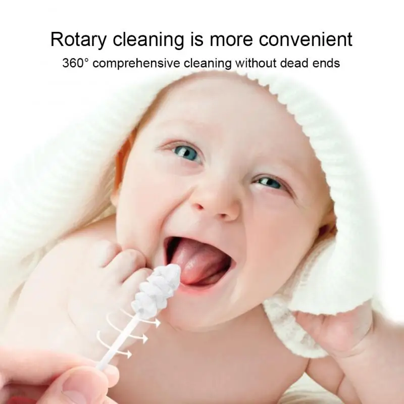 

BabywellDisposable Baby Tongue Cleaning Brush Infant Baby Gauze Toothbrush Paper Rod Mouth Cleaner For Newborn Oral Care