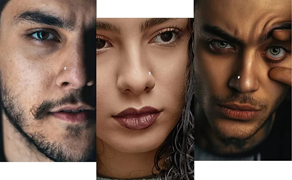 Piercing de acero inoxidable con forma de C para mujer, juego de 40 o 60 unidades, con cristales, Multicolor, para la Nariz