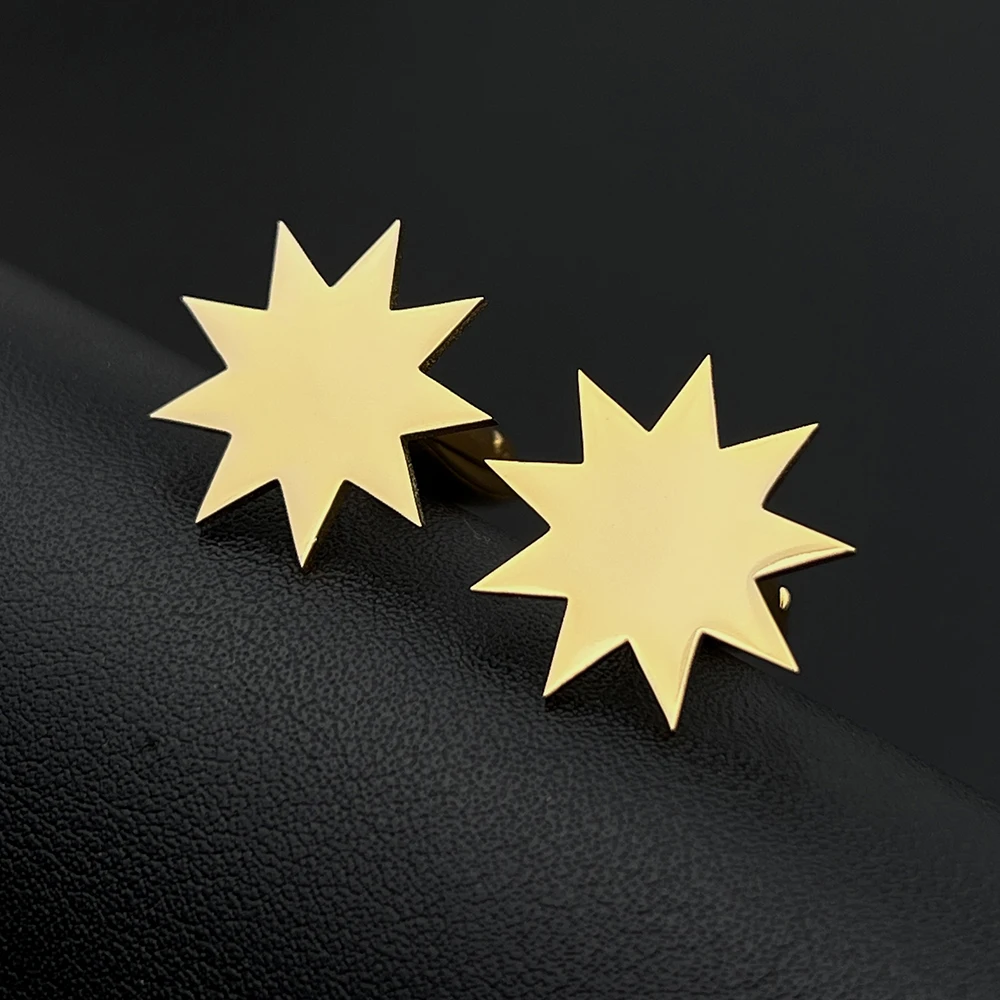 

Baha'i Nine-pointed Star Cufflinks for Mens Stainless Steel Amulet Sign Religious Twins Jewelry Wedding Shirt Button Dad Gift