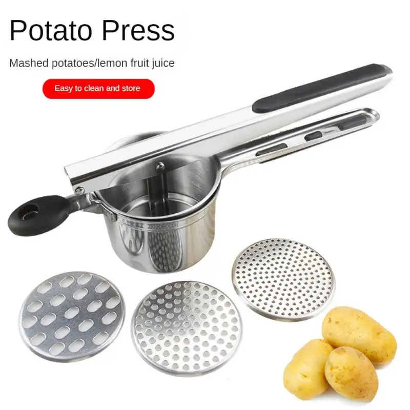 

Stainless Steel Potato Ricer Manual Potato Masher With 3 Interchangeable Discs Fruit Juicer Lemon Squeezer KC0442