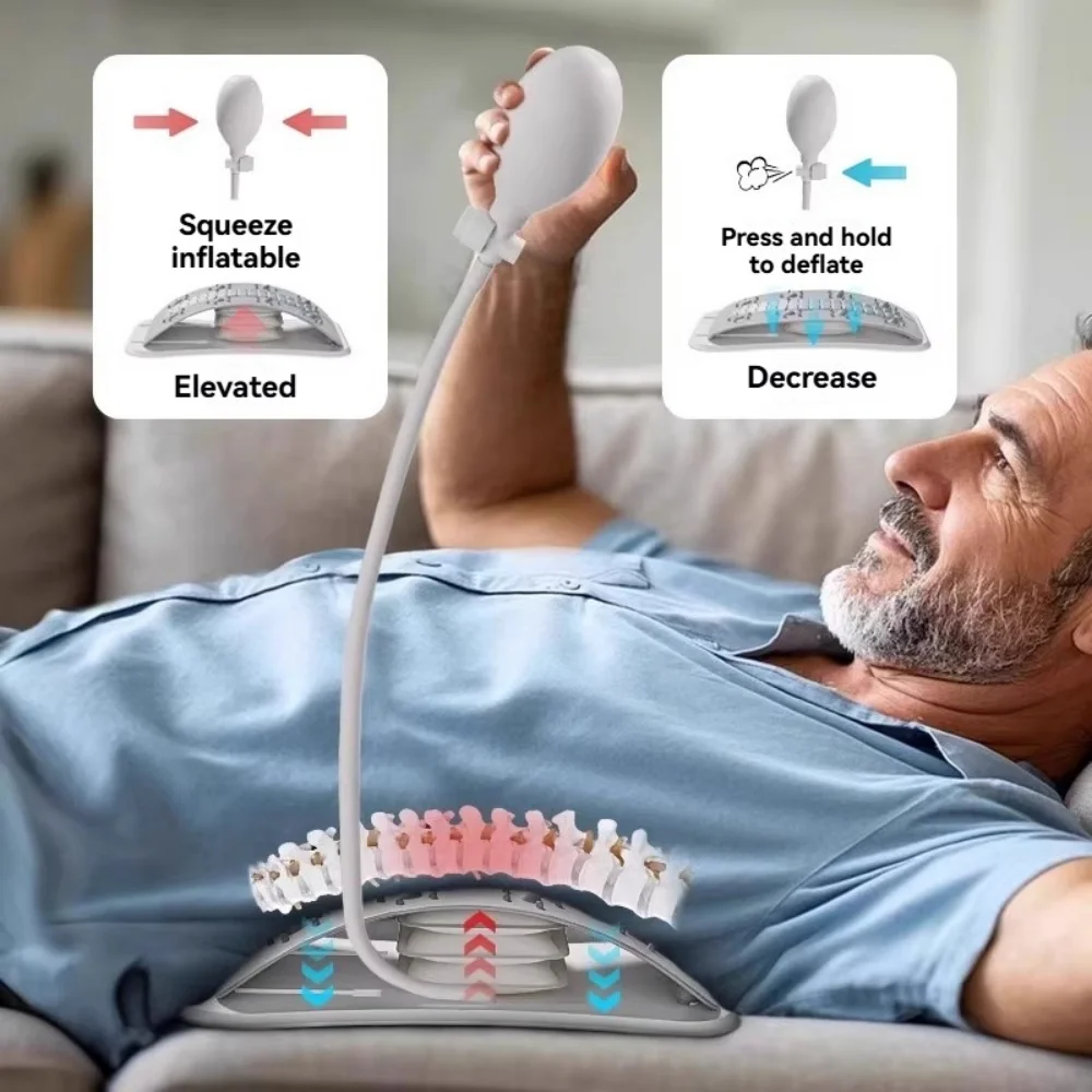 Foreverlily Adjustable Back Massager Airbag Waist Neck Support Massage Lumbar Cervical Muscle Relax Stretcher Posture Massager