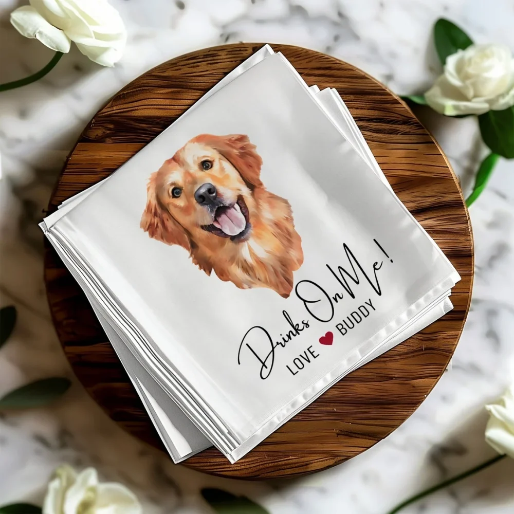 50 pcs Pet Cocktail Napkins,Dog Wedding Napkins,Pet Portrait Napkins,Pet Lover Wedding Decor,Pet Cocktail Napkins