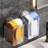 Plastic Suction Cup Tissue Holder Wall Mounted Removable Toilet Paper Holder Punch-Free Waterproof Tissue Rack for Home 1