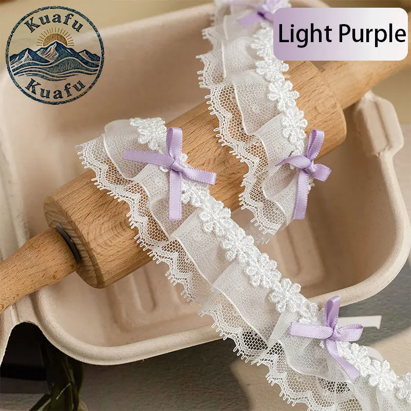 Elegant Bow Pleated Lace Ruffle Ribbon for DIY Crafts and Sewing Projects