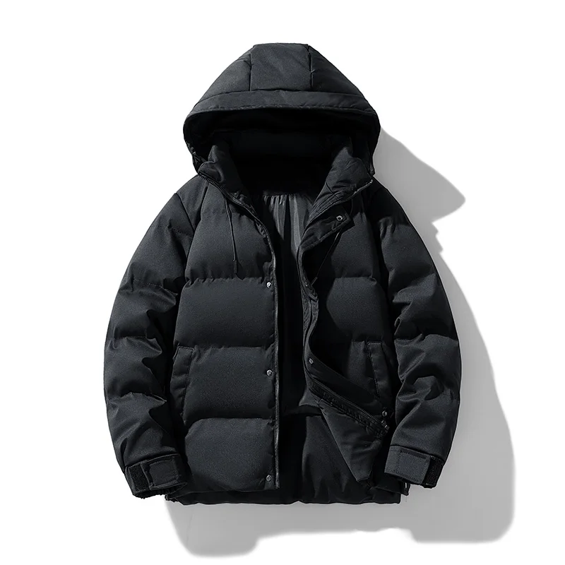 New Men's Outerwear Thick Parkas For 2023 Winter Solid Color Hooded Cotton-Padded Jackets Warm Bubble Down Coats Windproof Tops