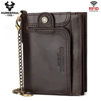 HUMERPAUL Genuine Leather Men's Wallet Short Multi Function ID Credit Card Holder Portemonnee High Quality Zip Coin Pocket 1