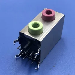 Dual Port Audio Socket Set with Single - Layer Mouse and Double - Layer Keyboard Connections (Powder green)