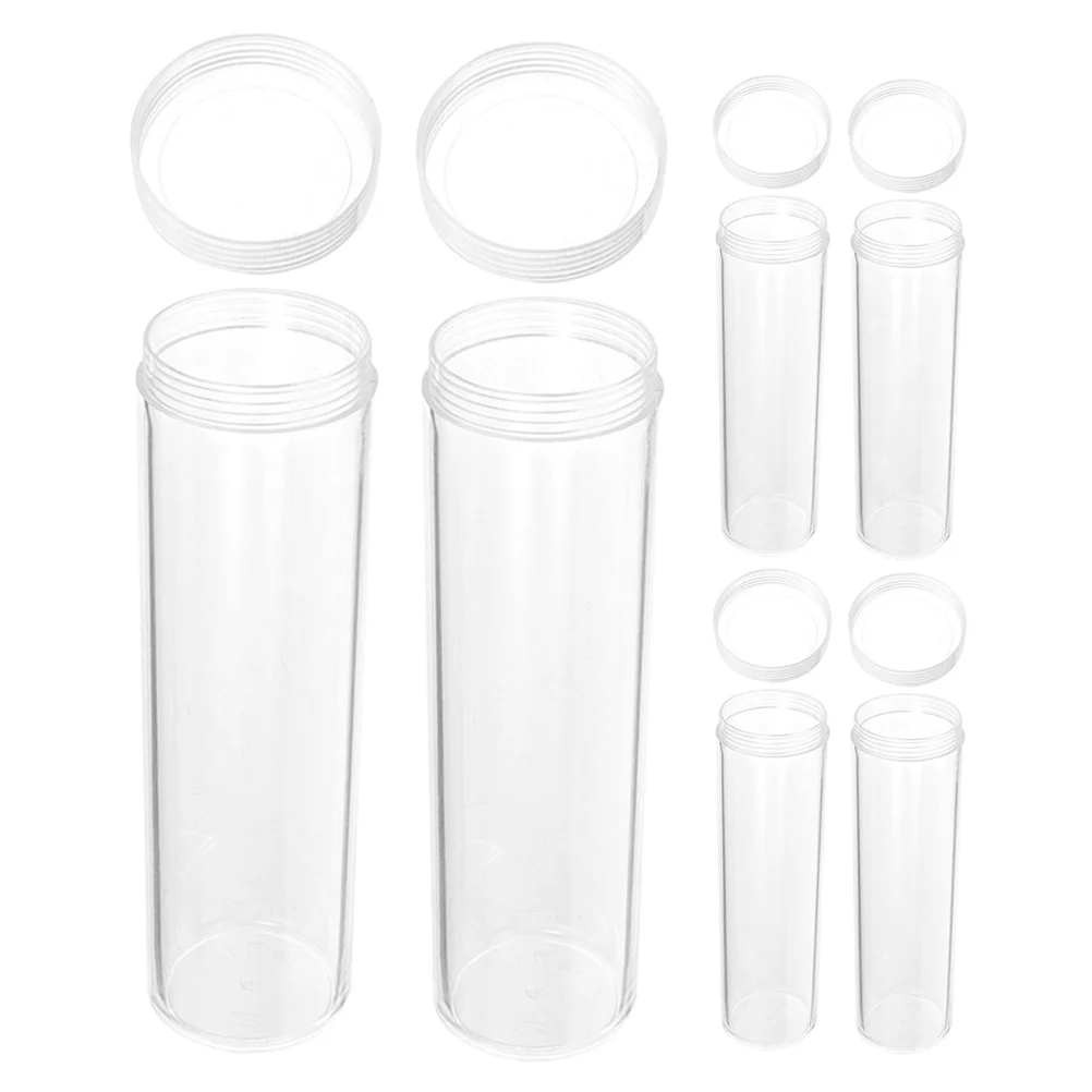 6 Pcs Coin Storage Tube Clear Holder Collection Organizer Capsules Containers with Lids Dispenser Counter Tubes 5