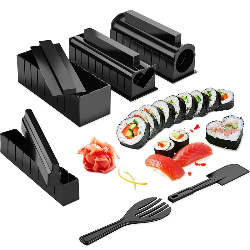 Sushi Maker sushi mold sushi rolling tool sushi tools LMETJMA 10 Pcs Sushi Maker Kit DIY Sushi Mold Press with Rice Roll Mold Maker Rice Roll KC0473
