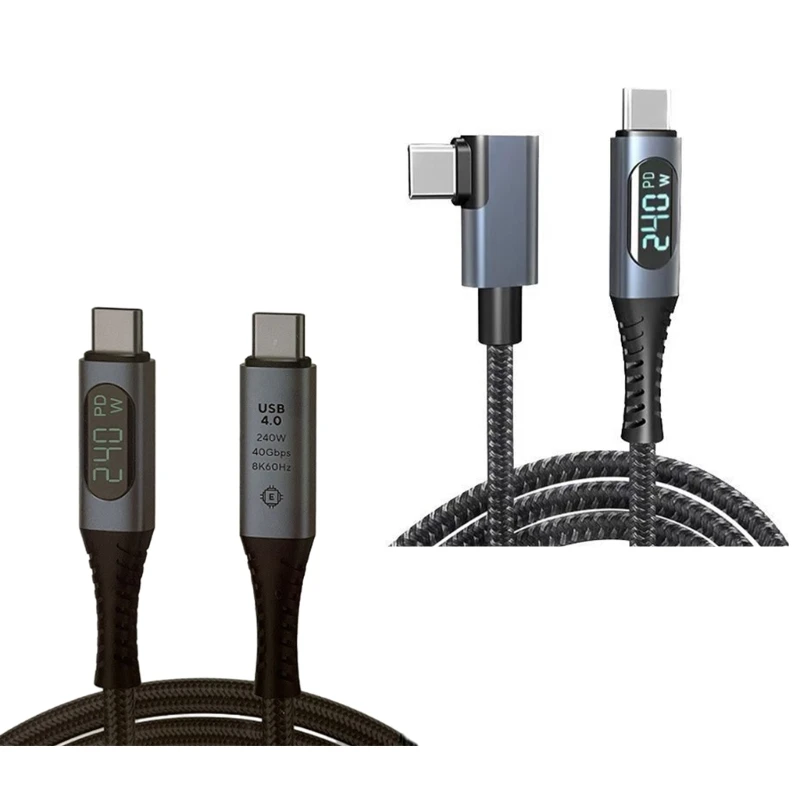 

USB 4 240W Fast Charging Cable USB C with LED Display 40Gbps for Phone 15