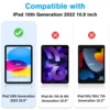 For iPad 10th Gen 10.9 Inch 2022 Tempered Glass Screen Protector A2696 A2757 A2777 Tablet Anti Scratch Clear Protective Film 2