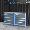 Combination Tool Cabinet,7 Drawer Tool Chest and 5 Drawer Tool ChestRolling Tool Chest with 360° Brake Wheels and Padded Feet 5