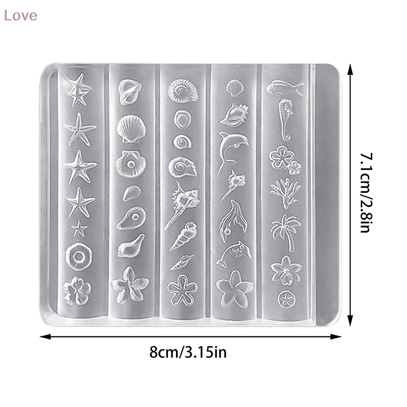 [P] 1개 백합꽃 바다 조개 소라 산호 불가사리 3D 아크릴 네일 몰드 장식 DIY 실리콘 매니큐어 아트