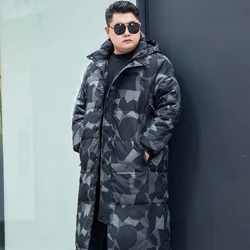 Winter men's plus size 10XL long camouflage cold-proof extended knee down jacket puffer coat 9xl down coat mens jacket 7XL 8XL