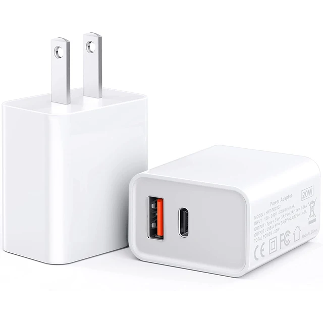 제목: 2-Pack 20W Durable Dual Port PD Block Fast USB-C Wall Charger for iPhone 13/12/11 /Pro Max, XS/XR/X, iPad Pro, Samsung Galaxy