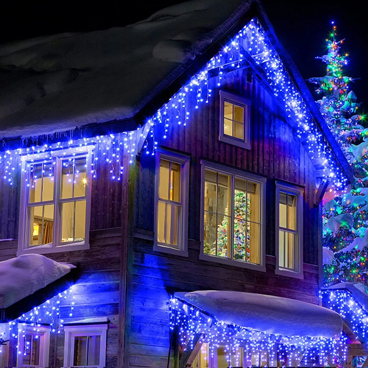 thumbnail image 1 of Street Garland Christmas Lights Outdoor Decor 10m Droop 0.4-0.6m Led Icicle Curtain String Lights Party Garden Eaves Decoration, 1 of 5
