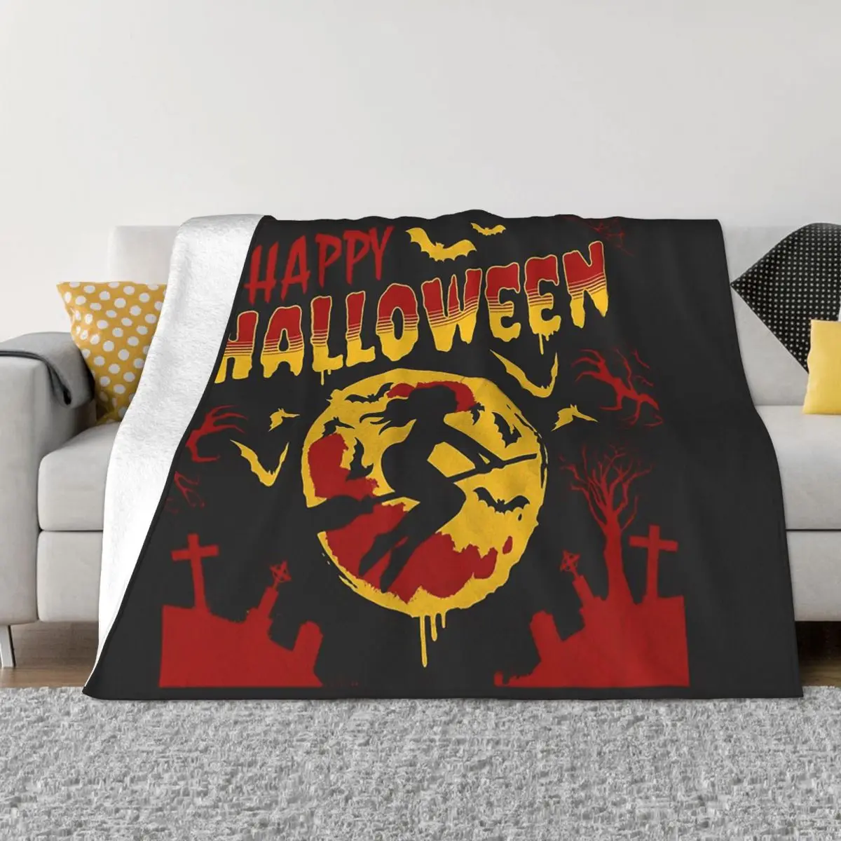 

Happy Halloween Blankets Coral Fleece Plush Decoration Bedroom Bedding Couch Bedspread