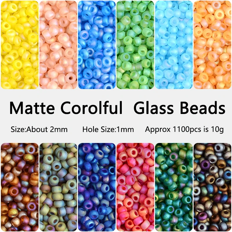 2MM 11/0 Matte Plating Corolful Czech Glass Beads for Jewelry Making  SeedBeads Charm Spacer Beads DIY Accessories Kralen Bijoux