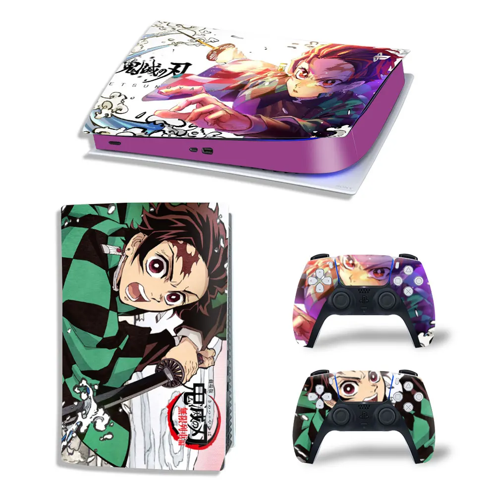 Demon Slayer Tanjiro PS5 Digital Edition Skin Decal Cover for PlayStation 5 Console and 2 Controllers PS5 Skin Sticker Vinyl 
