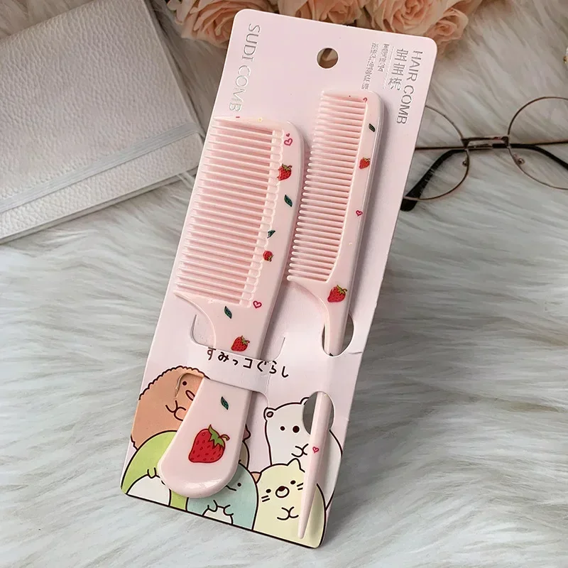 2pcs/set Cute Kids Hairdressing Comb Anti-static Pointed Tail Comb for Girls Strawberry Fruit  Hair Cmb Kids Hair Comb 5