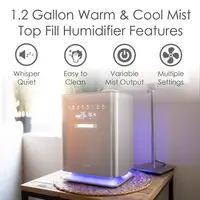 Top Fill Warm & Cool Mist Humidifier Remote Control 500 Sq. Ft UV Ionizing Aroma Tray Whisper Quiet Night Light Easy Clean 24hr 2