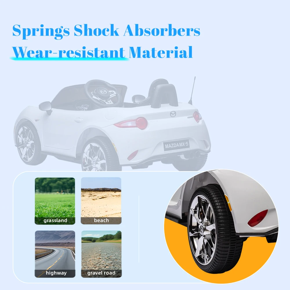 12V Kids Ride on Car Mazda Licence Power Wheels Battery Car Toys with Remote Control Bluetooth Music 2 Lockable Doors LED Lights