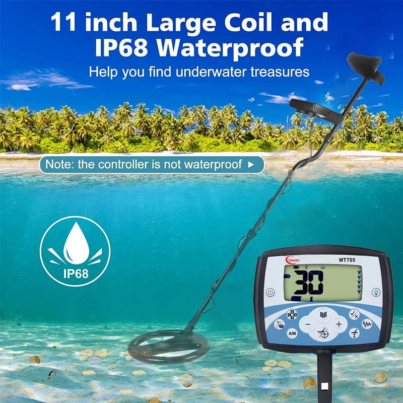 MT705 Professional Underground Metal Detector Waterproof Search Coil High Sensitivity Metal Detecting Tool Treasure Pinpointer