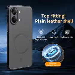 Magnetic Leather Shield Case - Anti - Fingerprint, Non - Slip PC+TPU Cover - Poco X8 Pro Max (GRAY)