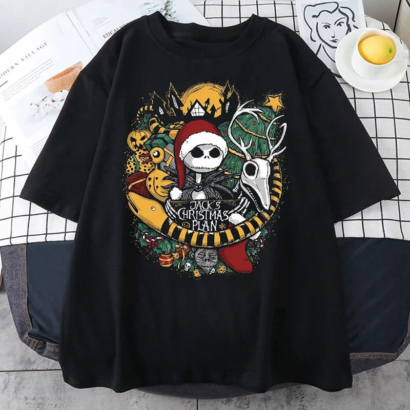 Vintage Men T-Shirts Nightmare Before Christmas Print Short-sleeved Gothic Retro T-shirt Top Y2K Shirt Streetwear Harajuku 5