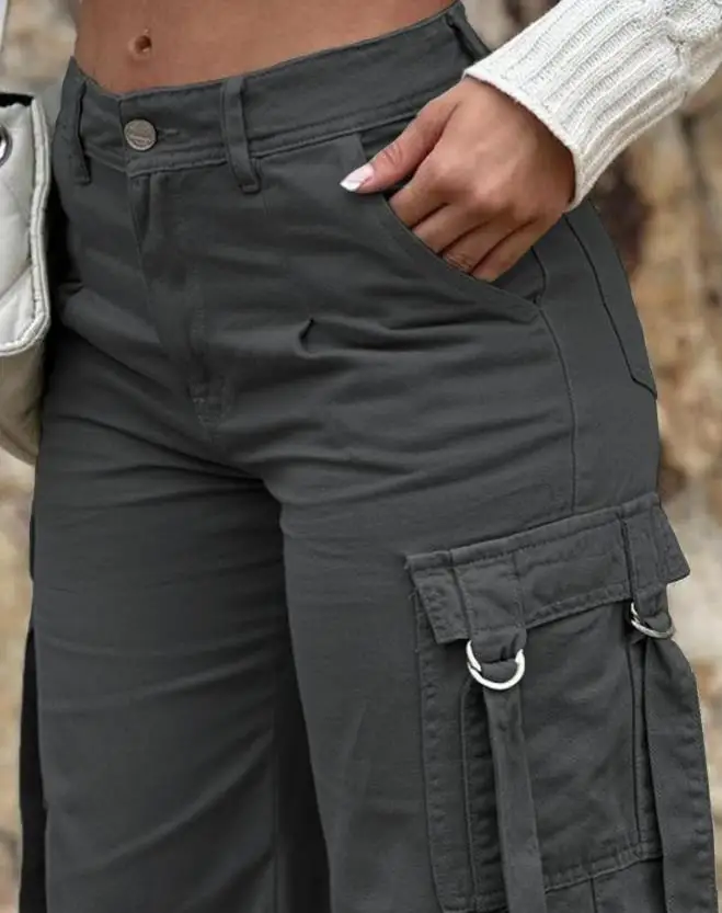 Trousers Ladies 2023 Summer Pocket Design Fashion High Waist Y2k Cargo Pants Women Streetwear Clothes Joggers Baggy Sweatpants