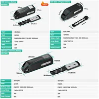 Batterie de vélo électrique 48V 36V 52V tube inférieur Hailong 21700 18650 cellules 13Ah 16 20Ah batterie au Lithium d'origine pour moteur de vélo électrique 3