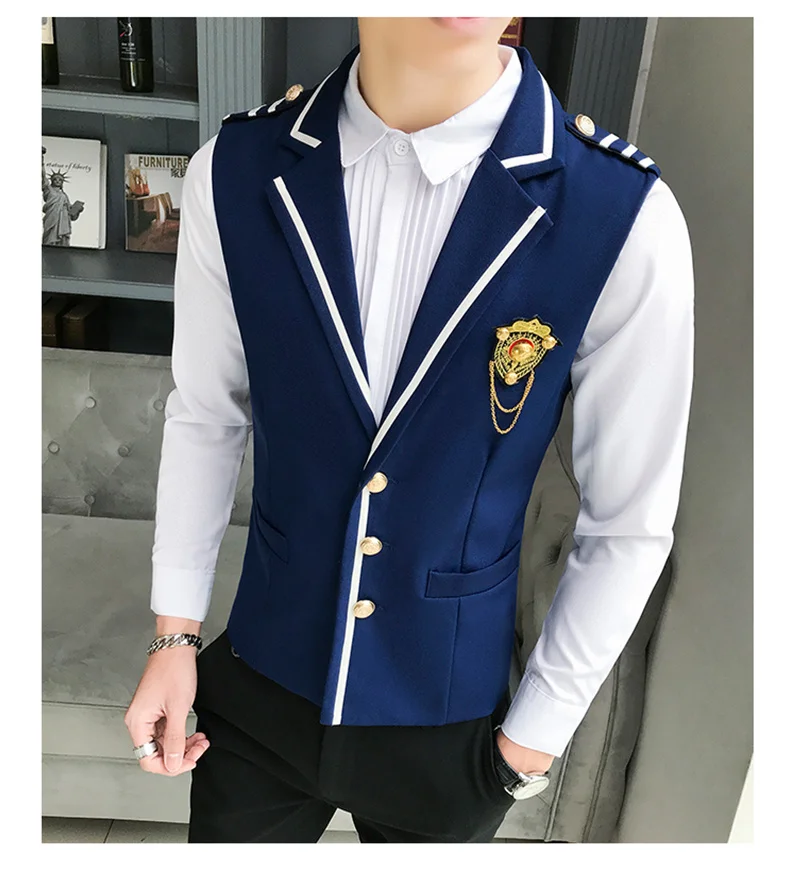 coat suit for men Turndown New Collar Solid Vest Men Plus Size Chaleco Hombre Single Breasted Business Formal Wear Suit Vests For Men 2022 Spring coat suit for men