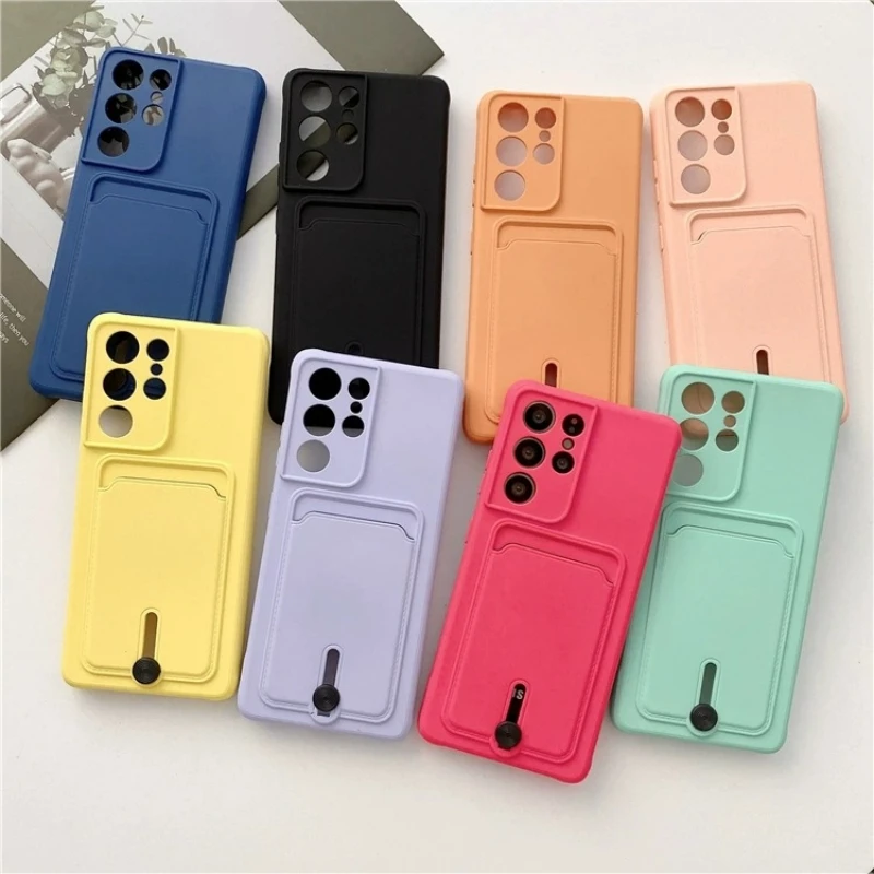 Silicone Soft TPU Mobile Phone Case with Card Slot and Credit Card Holder