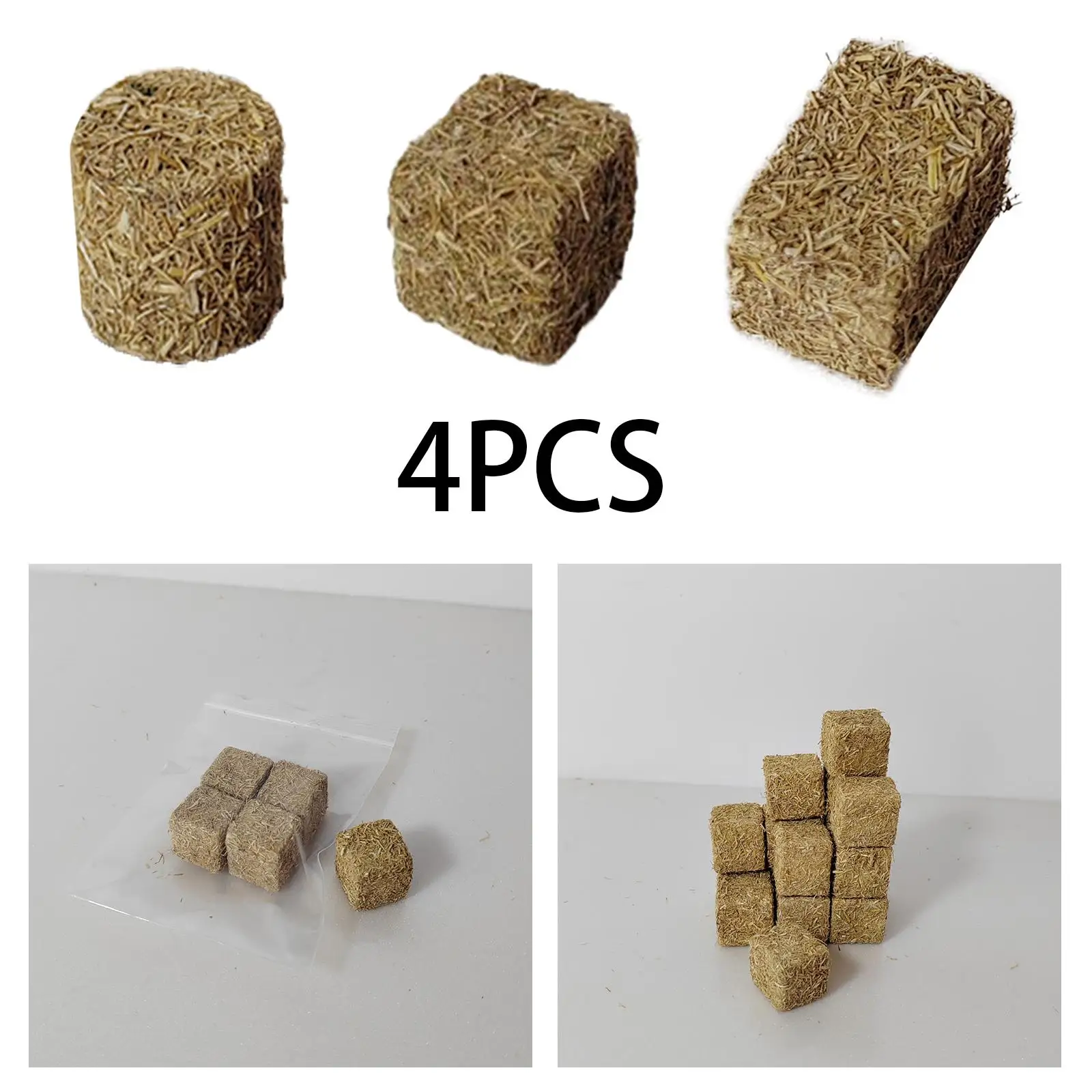 4 Pieces Mini Hay Bales Portable Miniature for Sand Table Halloween Garden