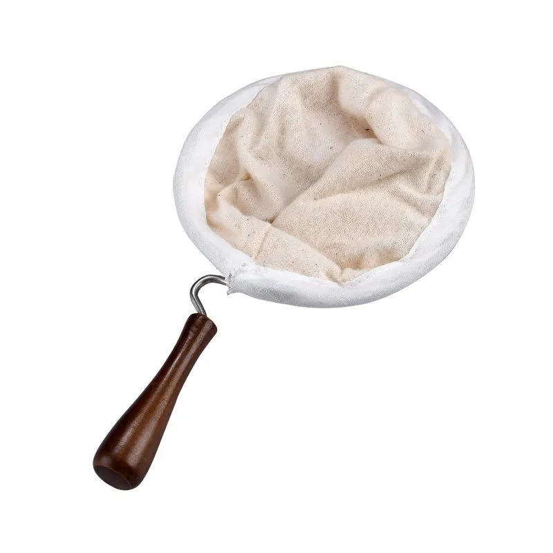 Reusable Flannel Coffee Filter Bag | Wooden Handle Pour Over Filter Cloth, Eco-Friendly Brewing Accessory for Rich Flavor