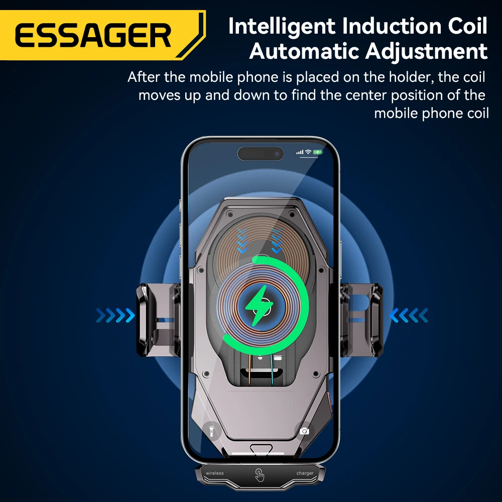 Essager Dashboard Phone Holder 15W Wireless QI Charger in Car  Universal Air Vent Mount For iPhone Samsung Xiaomi Fast Charging