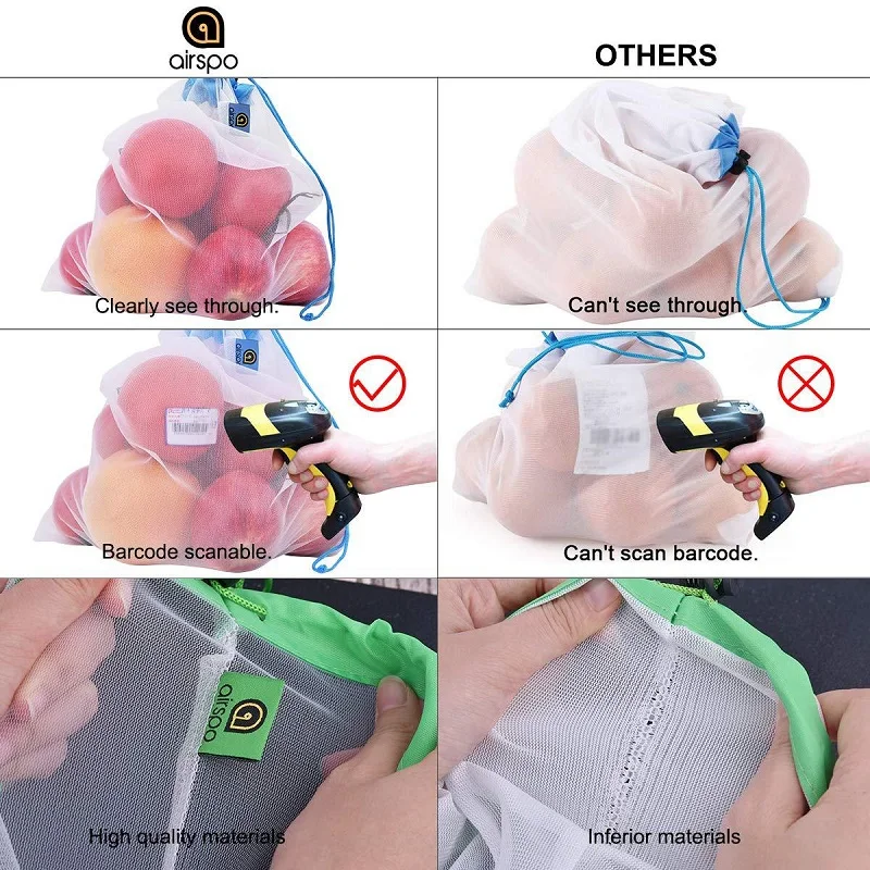 Reusable Mesh Bags for Produce and Kitchen Storage