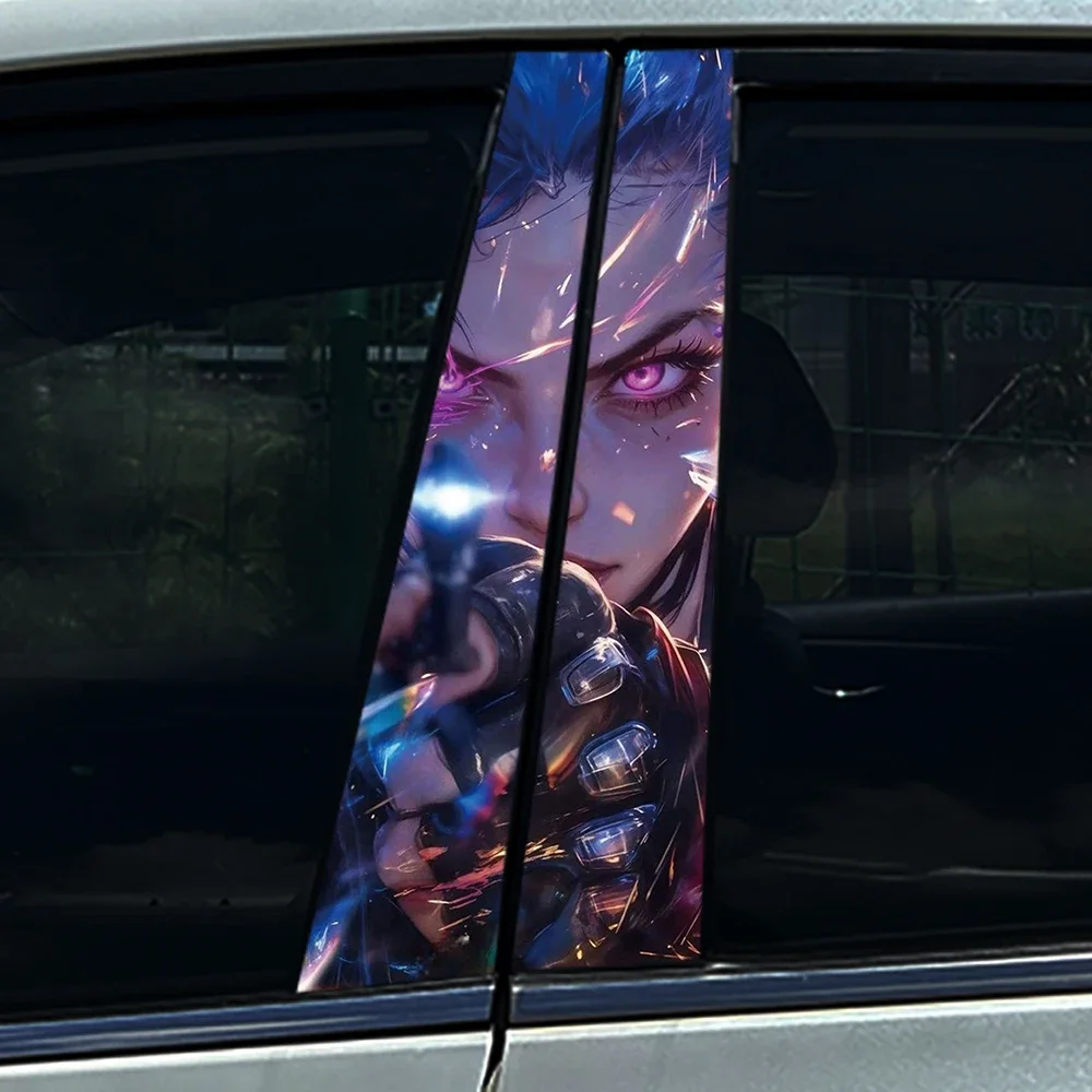 Anime JINX Girl Car Pillar Decorative Protective Sticker Film