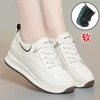 Spring Autumn Fashion Chunky Causal Women Mother Shoes Walking Comfortable Soft Leather Running  Non-slip Soft Leather Sneakers 1