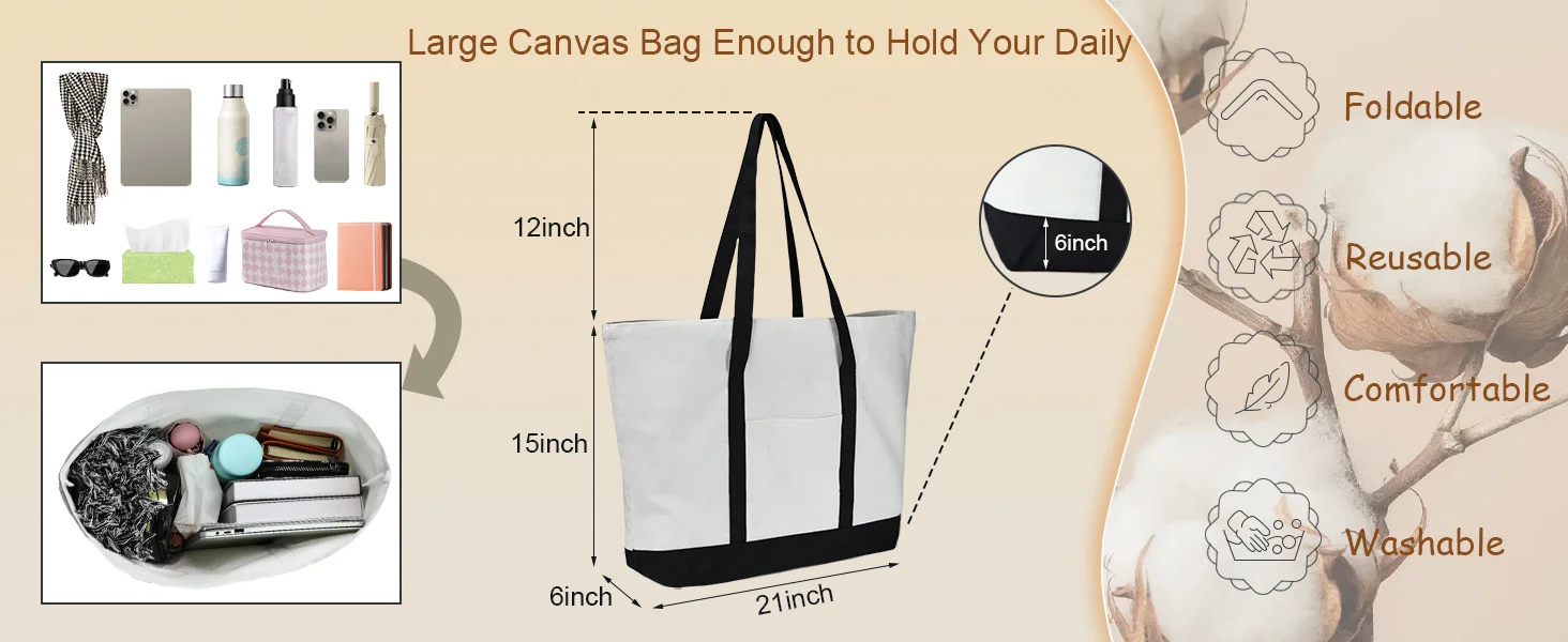 stylish canvas tote bag