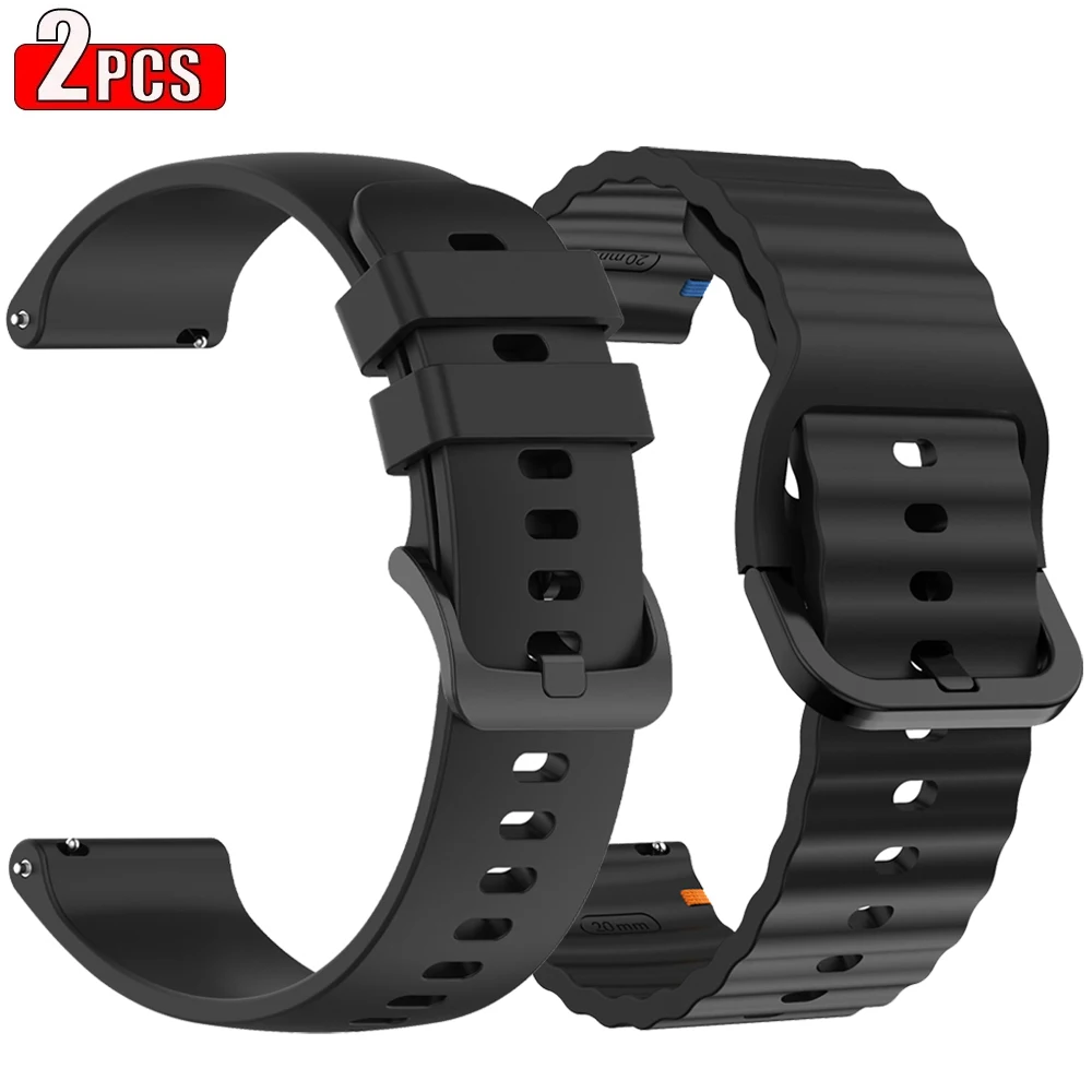 Breathable Silicone Replacement Strap, 20mm/22mm - Wave Design Bracelet