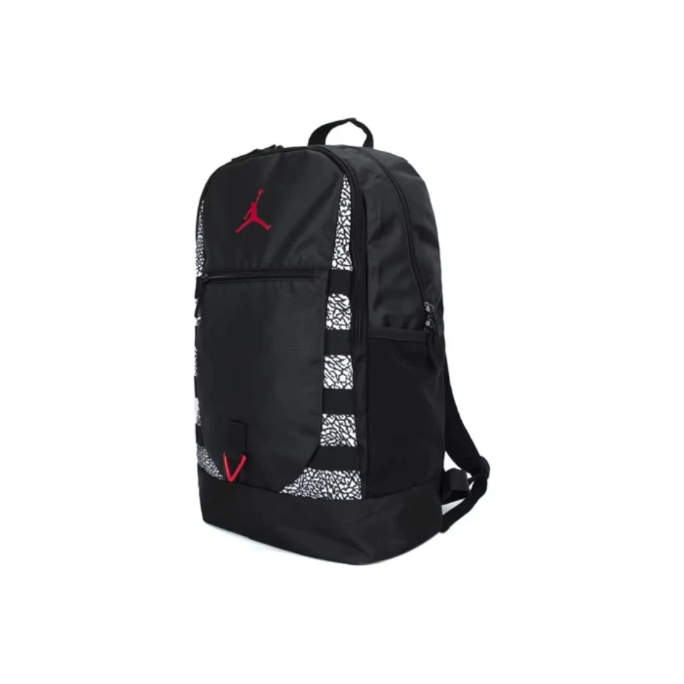 Original Air Jordan Backpack Red Black Cement School Laptop Zipper Bag Unisex Casual Large-capacity Size JD2233003G3-001 sports bags,sports backpacks
