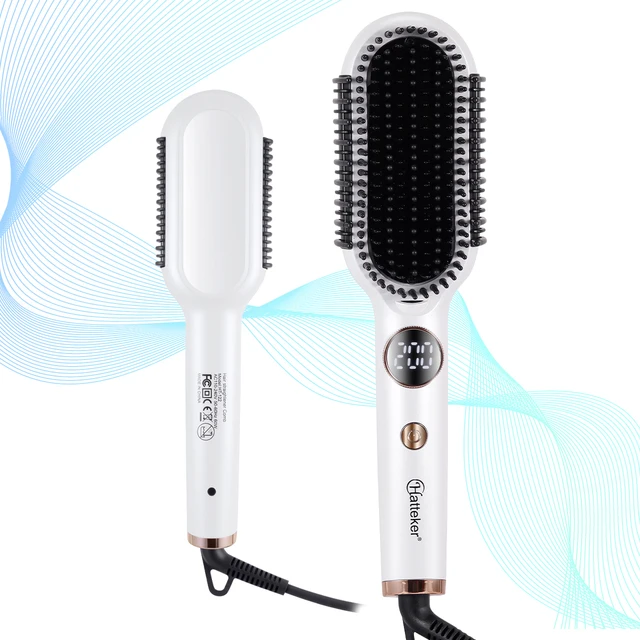 Hatteker peigne de coiffure multi-réglage température réglable volumateur lissage/brosse bouclée peigne à lisser les cheveux 1