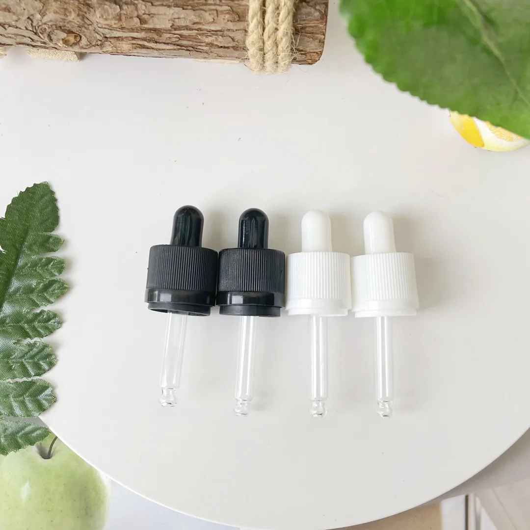 

100Pcs 18MM 410 Refillable Essential Oils Perfume Glass Dropper Bottles Childproof Plastic Cap for Empty Liquid Cosmetic Bottle