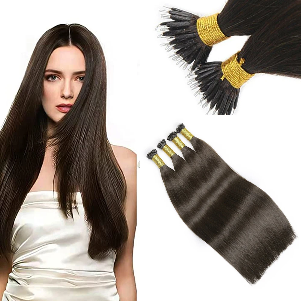 Braiding Hair Virgin Human Hair Cuticle Intact Prebonded Hair Nano Rings Real Human Hair Extensions Blonde Color #60