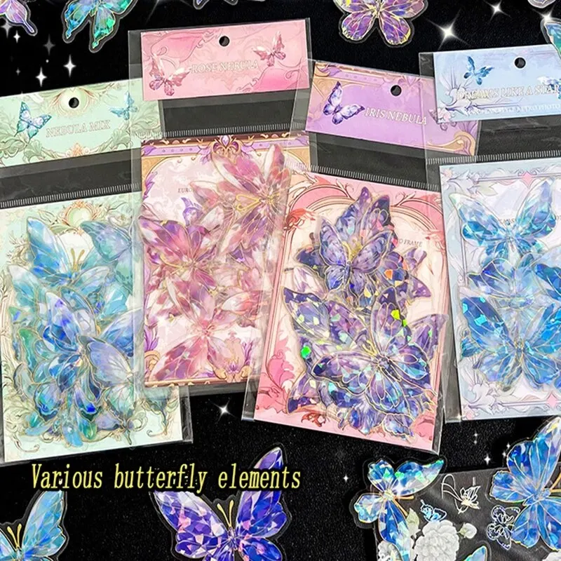 3D Laser Butterfly Stickers Decorated Gold Stamping Various Shapes for Gifts Self Adhesive 3d stickers 3d wall stickers butterfly wall decor